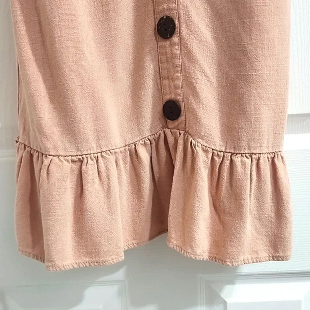 Monteau Sleeveless Ruffle Hem Dress in - Peach Color